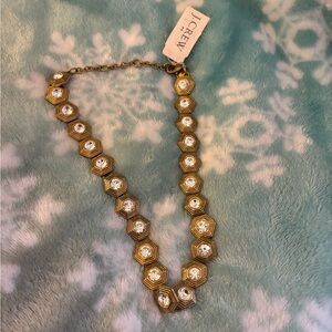 J. Crew Gold and Diamond Look Hexagon Necklace NEW!